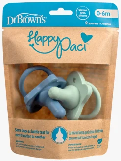 Dr. Brown's All-Silicone Sut, 2-pak, Blå/Grøn