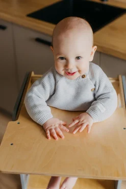 Duck Woodworks 3-i-1 Sammenklappeligt Læringstårn med Højstol, Grå