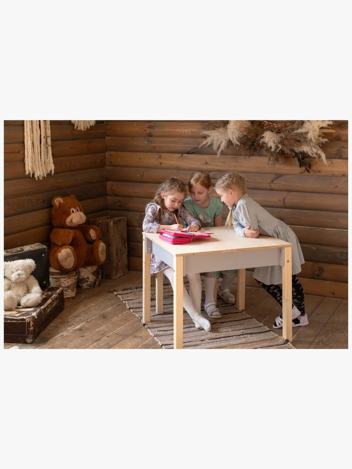 Family-scl Smart Opbevaring Bord med Stol, Grå