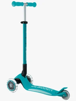 Globber Primo Sammenklappelig Plus Lights V2 Trehjulet Løbehjul, Aqua blå