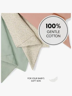 Hauck Cuddle N Clean Tæppe/ Stofble i Musselin 3-pak, Sage/Beige/Dots/Cork