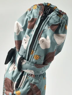 Hestra Vanter Baby Zip Long, Sea blue Print