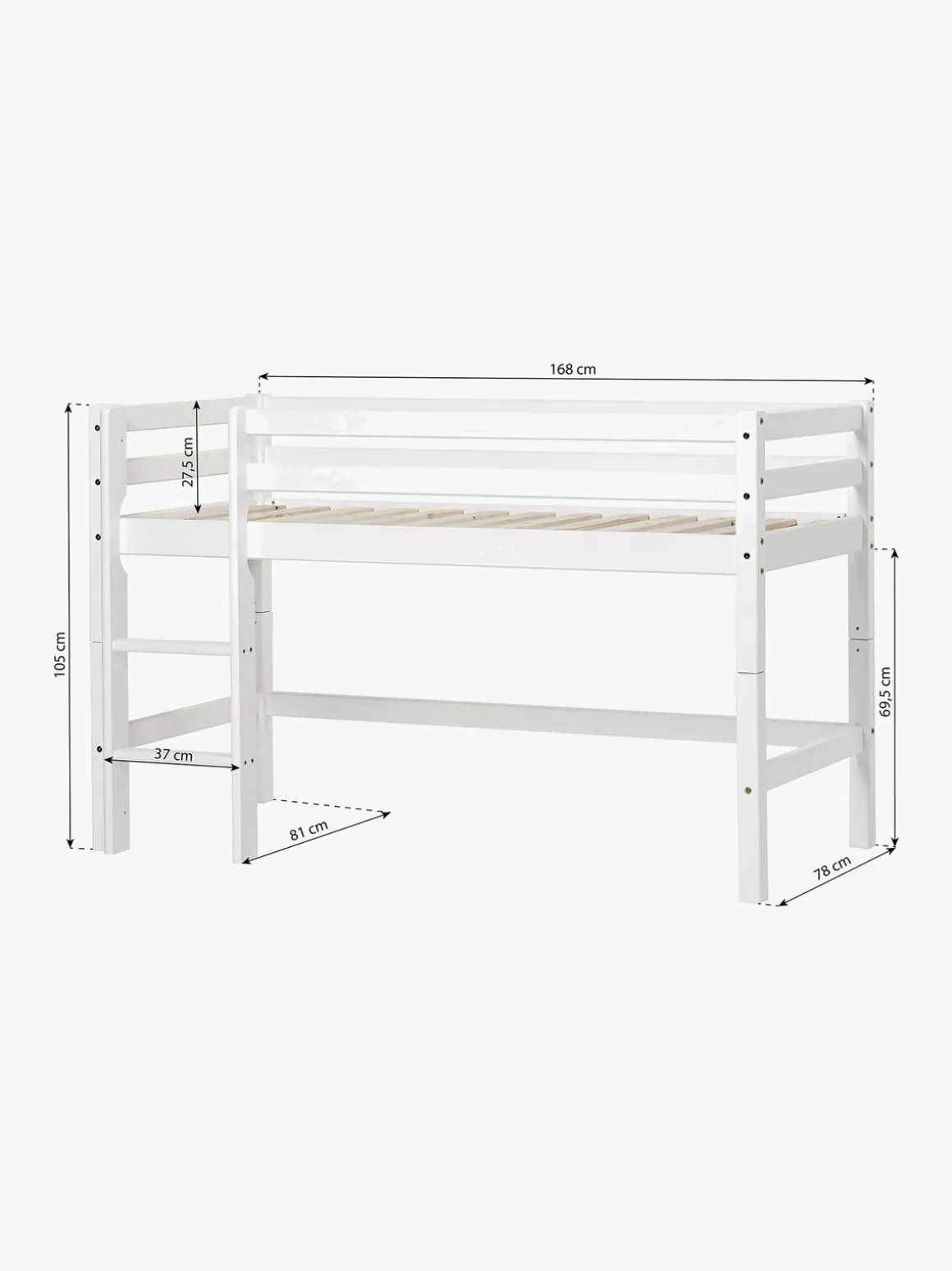 Hoppekids Basic Halvhøj Seng 70x160, Hvid