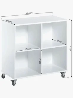 Hoppekids Bogreol m. Hjul, Hvid