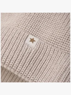 Huttelihut Hue Merinould med Pomponer, Camel Melange