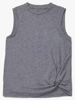 Hyperfied Jersey Knot Tank Top, Grey Melange