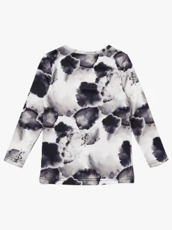 Hyperfied Long Sleeve Logo Top, Black/Grey Watercolor