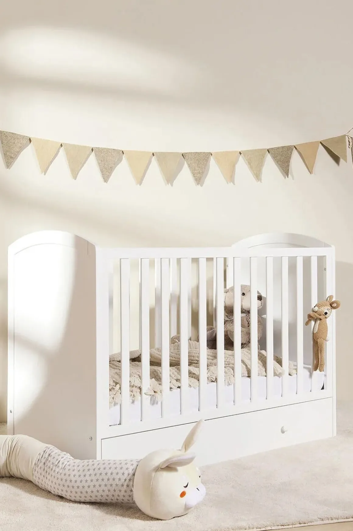 JLY ALVA Lux Tremmeseng m. Skuffer, Hvid & BabyMatex Madras