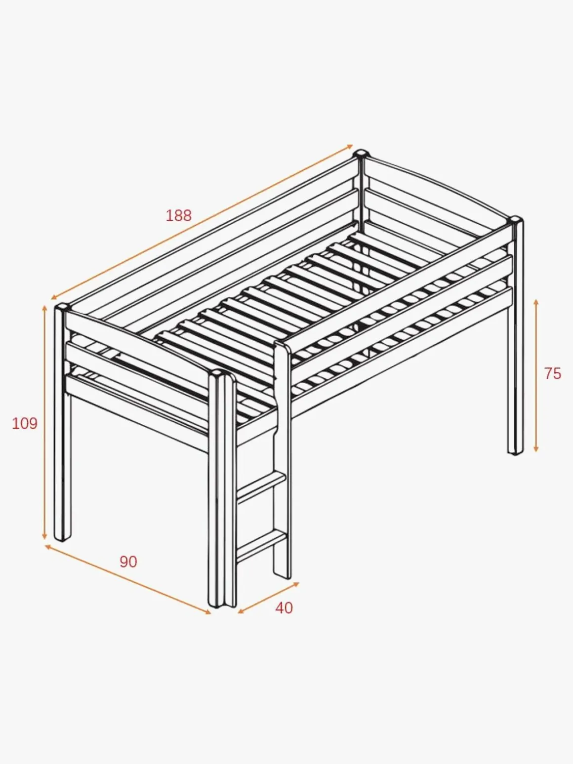 JLY PIRAT Dream Juniorseng m. Sengegardin & Madras 90x190, Hvid