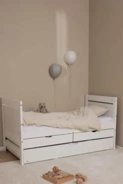 JLY 70x140 Juniorseng med Ekstraseng + Opbevaringskasser, Hvid