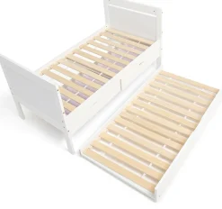 JLY 70x140 Juniorseng med Ekstraseng + Opbevaringskasser, Hvid