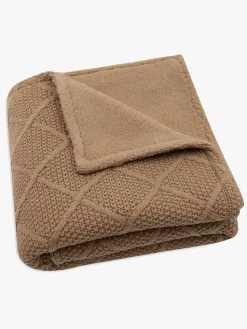 Jollein Strikket Tæppe Ternet Mønster med Bamsefleece, Biscuit