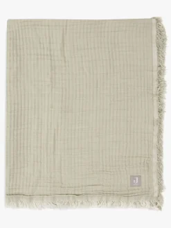 Jollein Tæppe/ Stofble i Musselin Fringe, Olive Green/Ivory