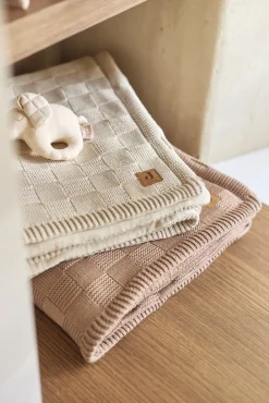 Jollein Tæppe 75x100 cm Box Knit/Velvet, Warm Sand