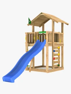 Jungle Gym Chalet Legetårn med Blå Rutsjebane