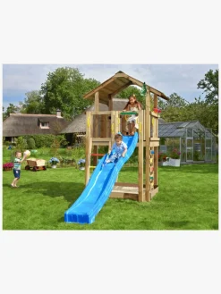 Jungle Gym Chalet Legetårn med Blå Rutsjebane