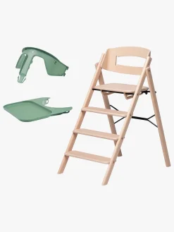KAOS Klapp Højstol inkl. Beskyttelsesbøjle & Bakke, Beech Natural/Mineral Green