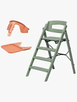 KAOS Klapp Højstol Recycled inkl. Beskyttelsesbøjle & Bakke, Mineral Green/Terracotta Pink