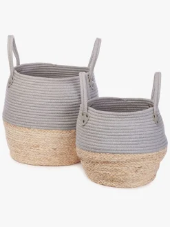 KidsDepot Kori Opbevaringskurv 2-pak, Grey/Natural