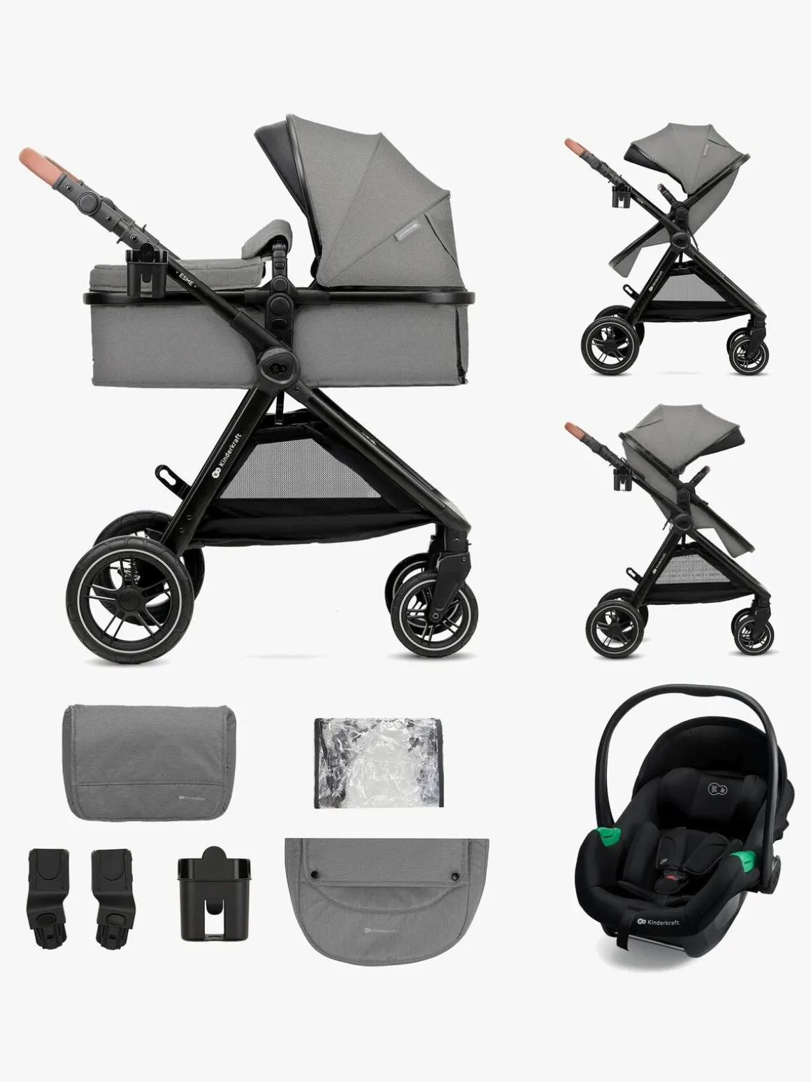 Kinderkraft ESME PRO 3-in-1 Duovogn Travelsystem, Moonlight Grey