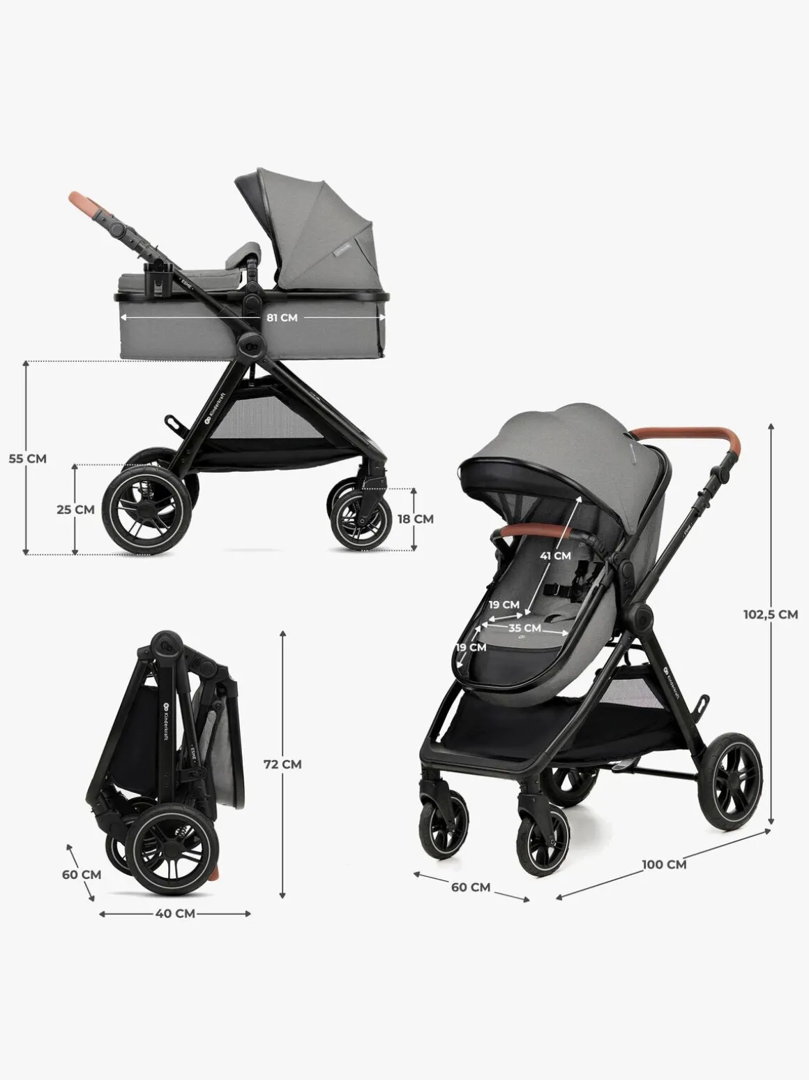 Kinderkraft ESME PRO 3-in-1 Duovogn Travelsystem, Moonlight Grey