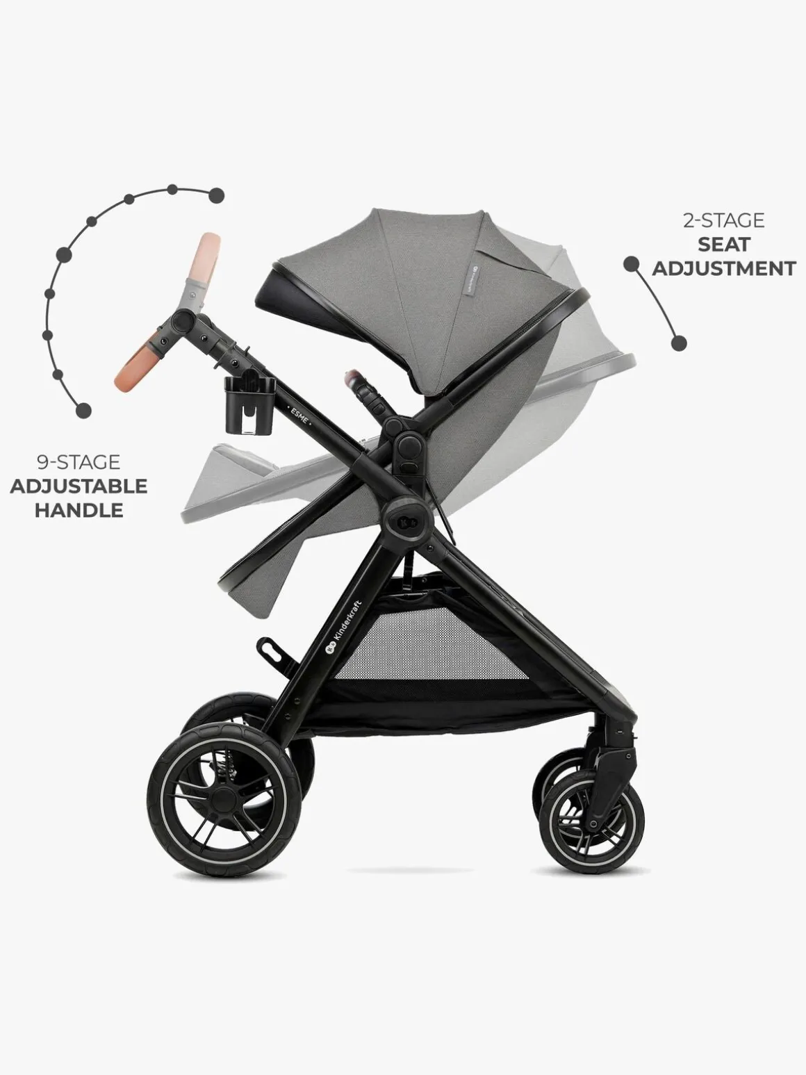 Kinderkraft ESME PRO 3-in-1 Duovogn Travelsystem, Moonlight Grey