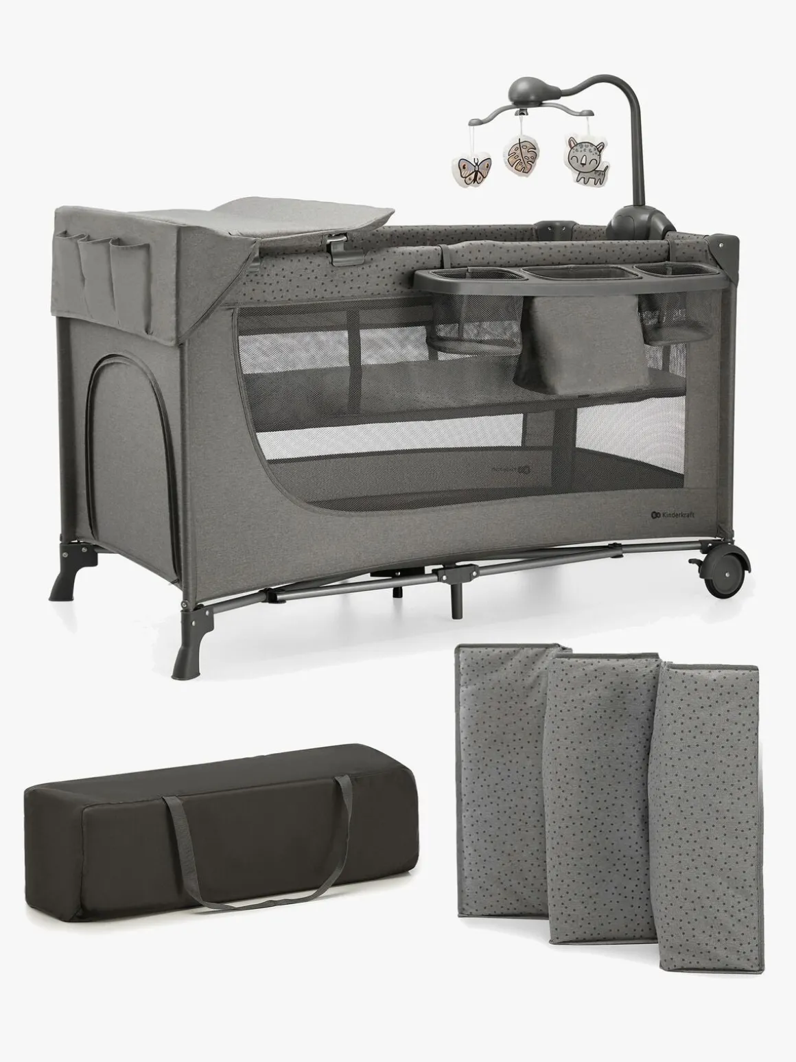 Kinderkraft JOY 2 Weekendseng med Tilbehør, Dark Grey