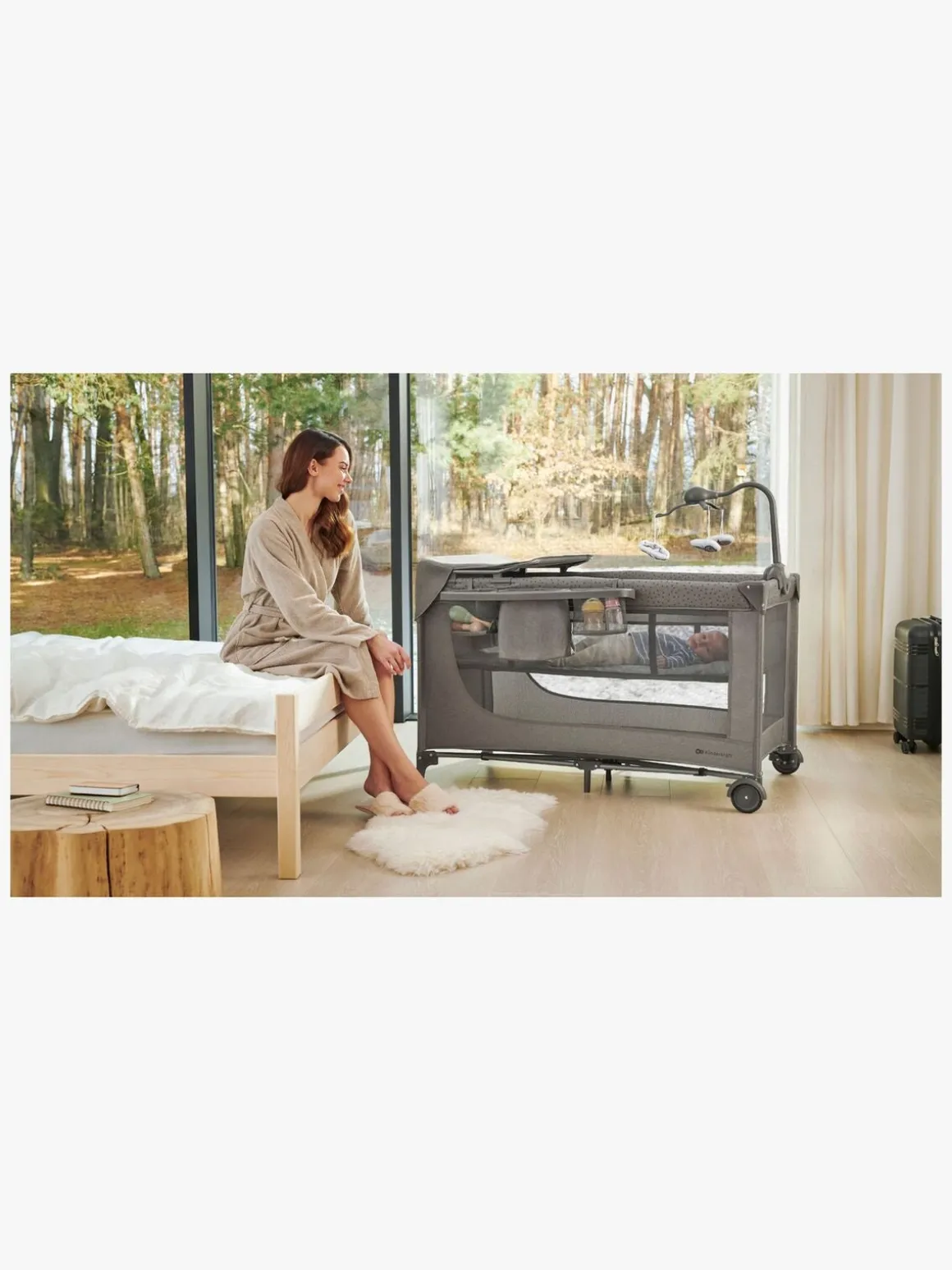 Kinderkraft JOY 2 Weekendseng med Tilbehør, Dark Grey