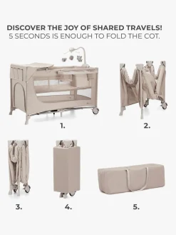 Kinderkraft JOY 2 Weekendseng med Tilbehør, Beige