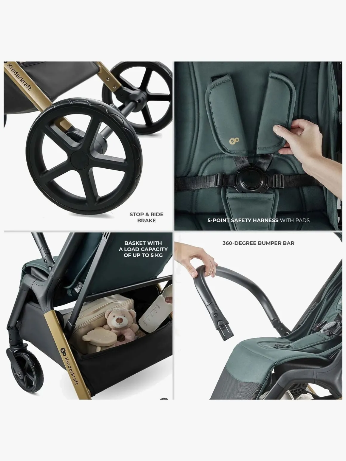 Kinderkraft Loom Klapvogn, Jade Green