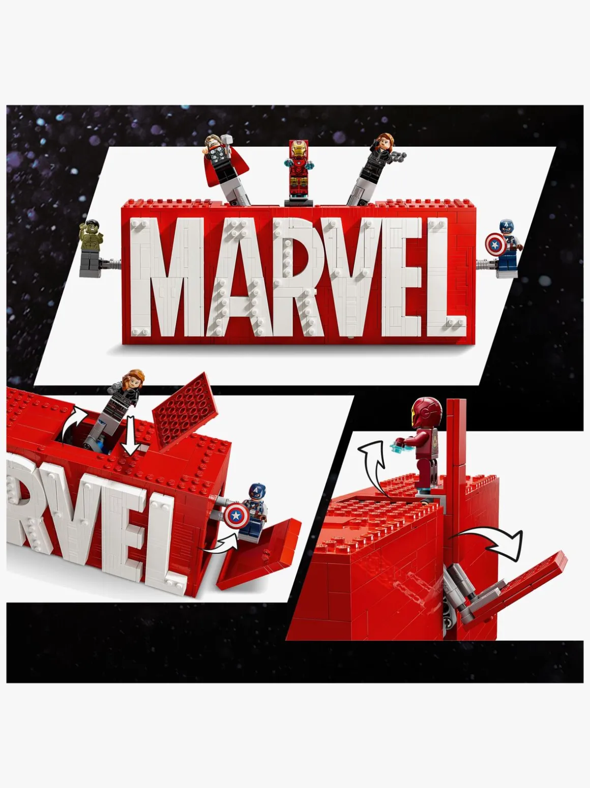 LEGO Super Heroes 76313 MARVEL-logo og minifigurer