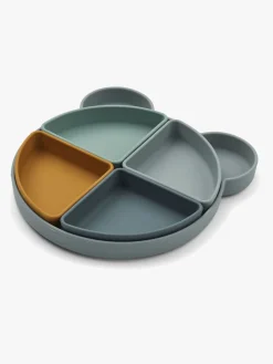 LIEWOOD Arne Opdelt Tallerken Silikone, Mr Bear Blue Fog Multi Mix