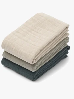 LIEWOOD Lewis Tæppe/ Stofble i Musselin 3-pak, Dove Blue