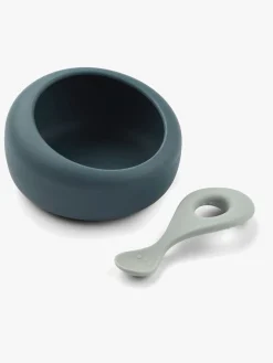 LIEWOOD Sparia Skål & Ske Sæt, Whale blue/Dove blue