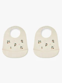 LIEWOOD Tilda Hagesmæk med Tryk Silikone 2-pak, Peach/Sea Shell