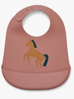 LIEWOOD Tilda  Mønstret Hagesmæk Silikone 2-Pak, Horses/Dark Rosetta