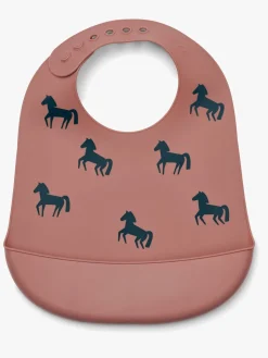 LIEWOOD Tilda  Mønstret Hagesmæk Silikone 2-Pak, Horses/Dark Rosetta