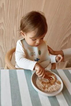 LIEWOOD Tilda  Mønstret Hagesmæk Silikone 2-pak, Aviator/Ecru