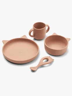LIEWOOD Vivi Cat Spisesæt Silikone, Dark Rose