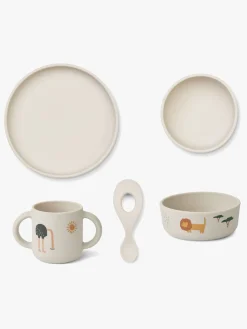 LIEWOOD Vivi Mønstret Madsæt Silikone, Safari Sandy Mix