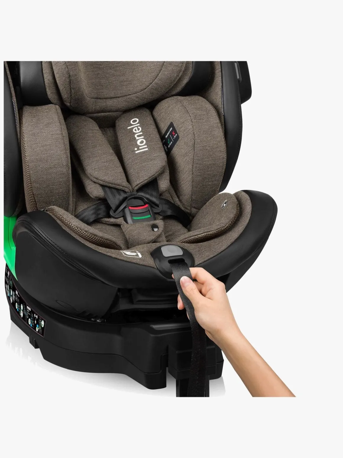 Lionelo Harmony i-Size Autostol, Green Olive Leather