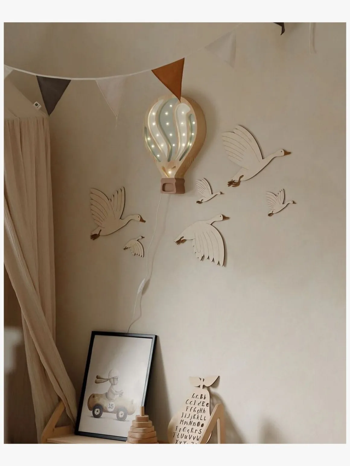 lis wycina Flying Geese Vægdekoration Træ Højre