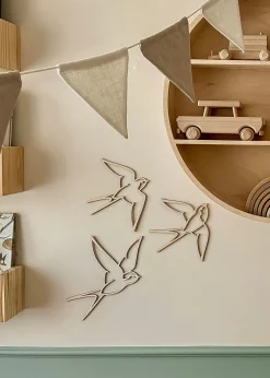 lis wycina Swallows Vægdekoration Træ