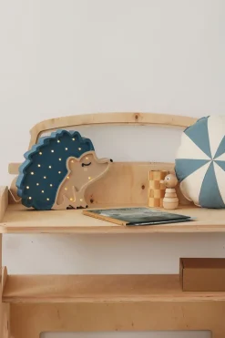 Little Lights Lampe Pindsvin, Træ/Blå