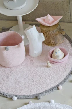 Lorena Canals  Vaskbart Gulvtæppe 120 Bubbly, Lyserød/Grå