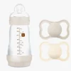 MAM Air Naturgummi Sutter 6-16m & Easy Start Sutteflaske Anti-kolik 260 ml, Neutral