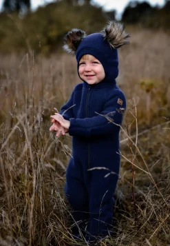 Mikk-Line Elefanthue Merinould med Pomponer, Blue Night