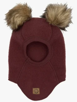 Mikk-Line Elefanthue Merinould med Pomponer, Rum Raisin