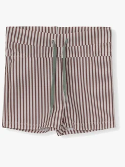 MINI A TURE Gerryan Badeshorts, Acorn Brown Stripes