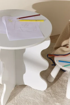 Minitude  Bølget Sidebord, Hvid